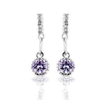 LOVCIA Lavender Zirconia Rhodium-Plated Drop Earrings