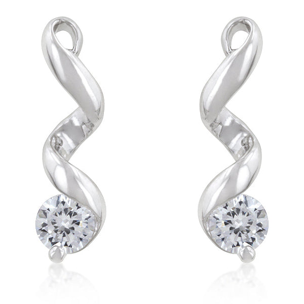 LOVCIA Elegant Rhodium-Plated Solitaire Earrings