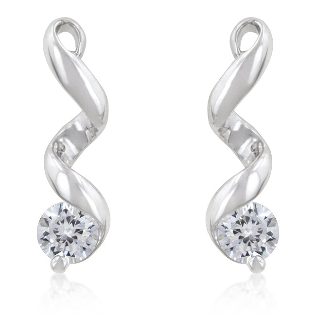 LOVCIA Elegant Rhodium-Plated Solitaire Earrings