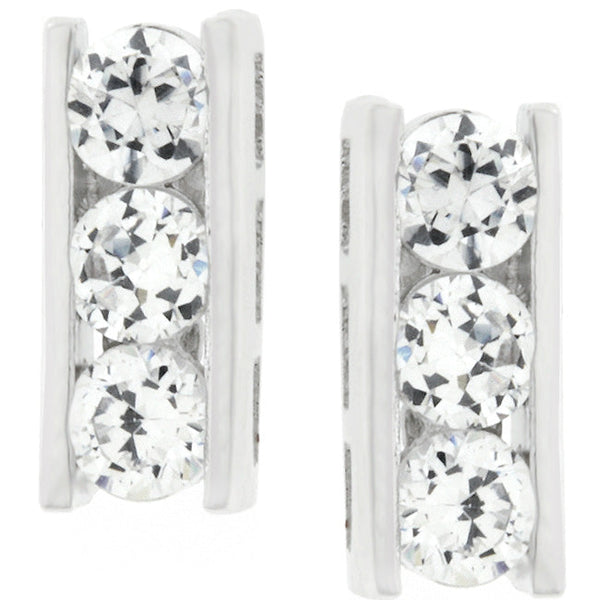 LOVCIA Elegant Channel Set Cubic Zirconia Stud Earrings