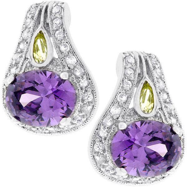 LOVCIA Amethyst Elegance Cubic Zirconia Stud Earrings