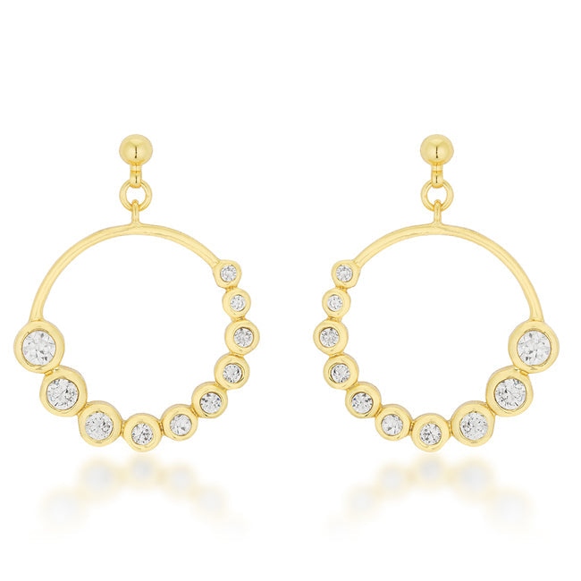 LOVCIA Elegant Graduated Cubic Zirconia Gold Circle Earrings