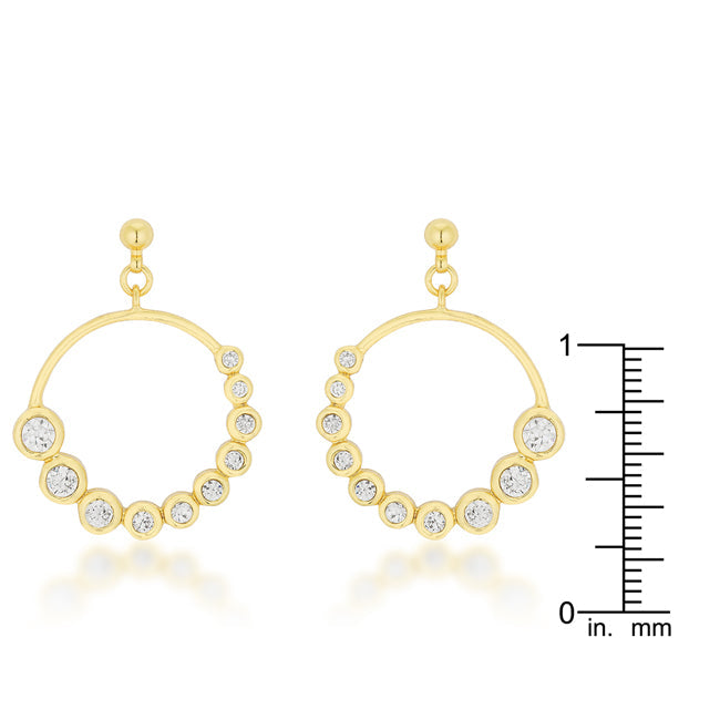 LOVCIA Elegant Graduated Cubic Zirconia Gold Circle Earrings