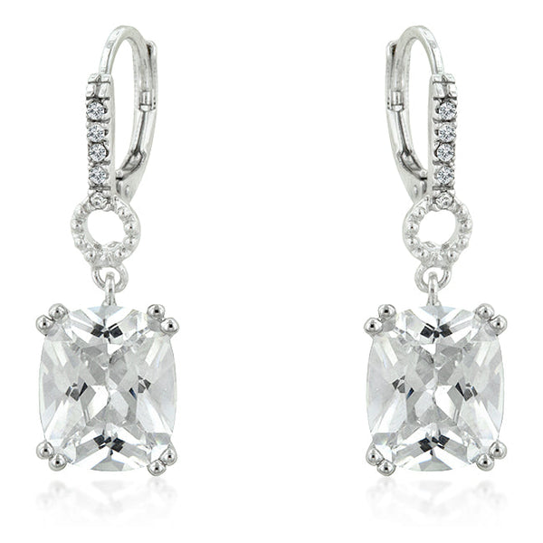 LOVCIA Elegant Rhodium-Plated Radiant Drop Earrings