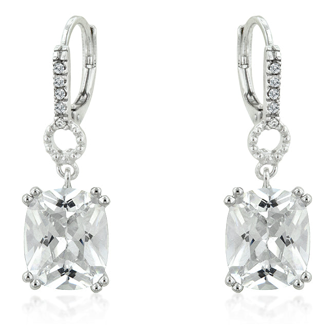 LOVCIA Elegant Rhodium-Plated Radiant Drop Earrings