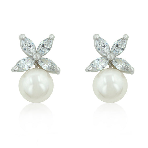 LOVCIA Elegant Butterfly Marquise Pearl Earrings