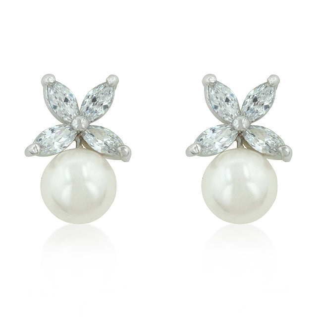 LOVCIA Elegant Butterfly Marquise Pearl Earrings