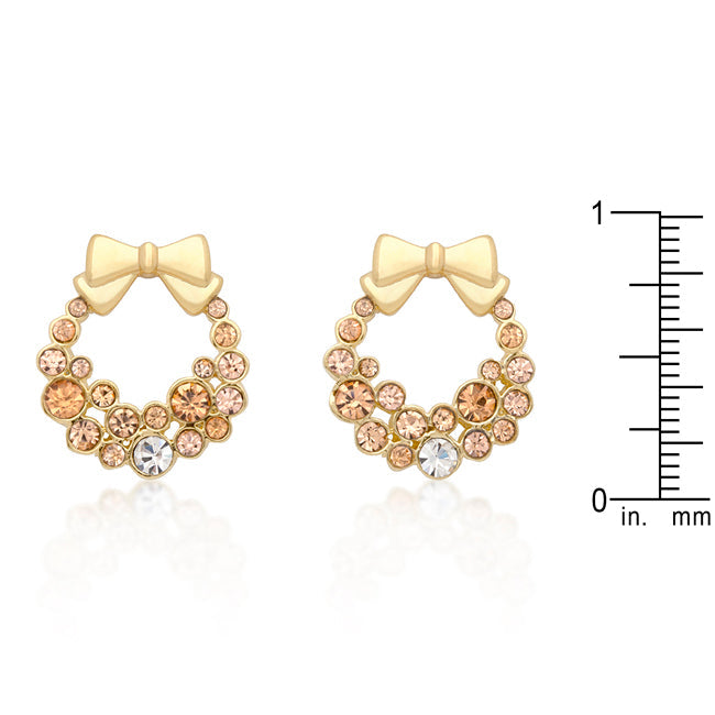 LOVCIA Elegant Holiday Wreath Crystal Earrings in Champagne