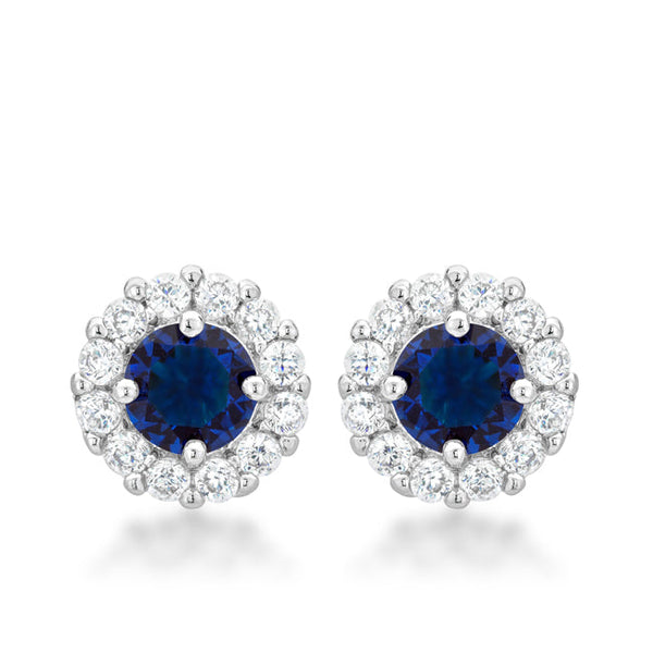 LOVCIA Elegant Blue Bella Bridal Earrings with Platinum Luster