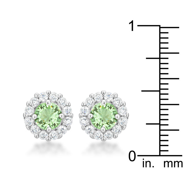 LOVCIA Peridot Elegance Bridal Earrings with Rhodium Finish