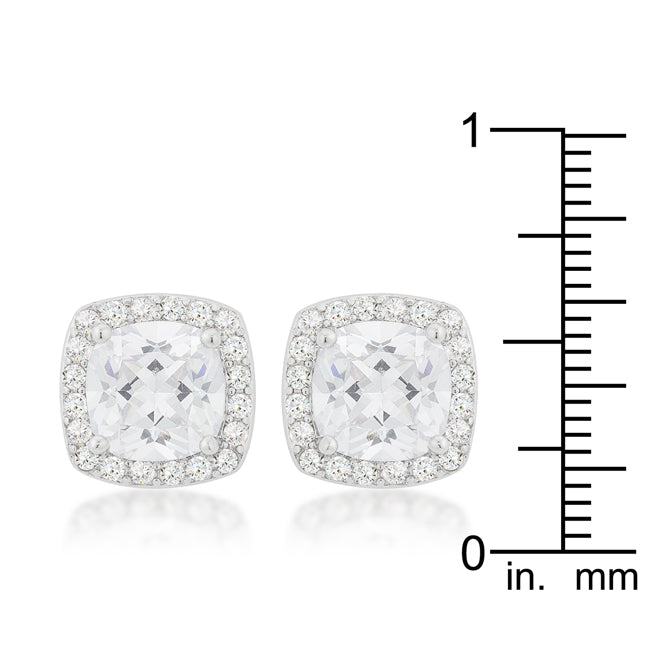 LOVCIA Halo Cushion-Cut Rhodium Earrings