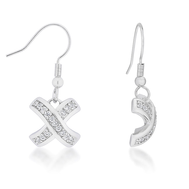 LOVCIA Elegant Rhodium-Plated Pave Drop Earrings