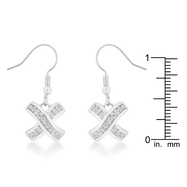 LOVCIA Elegant Rhodium-Plated Pave Drop Earrings