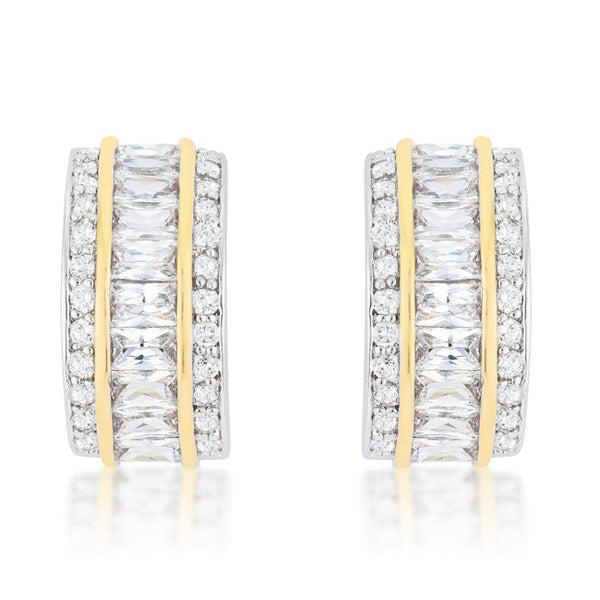 LOVCIA Elegant Two-Tone Baguette Earrings