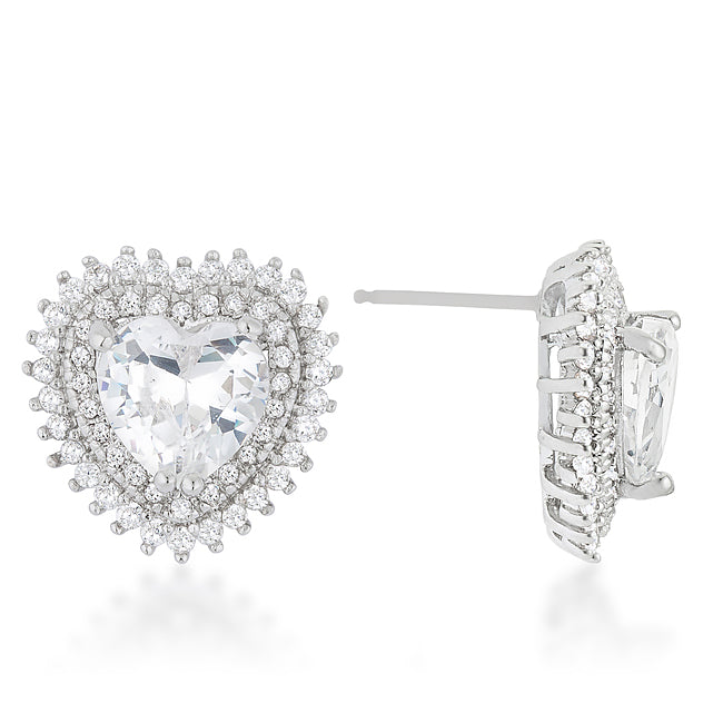 LOVCIA Radiant Rhodium Heart Earrings