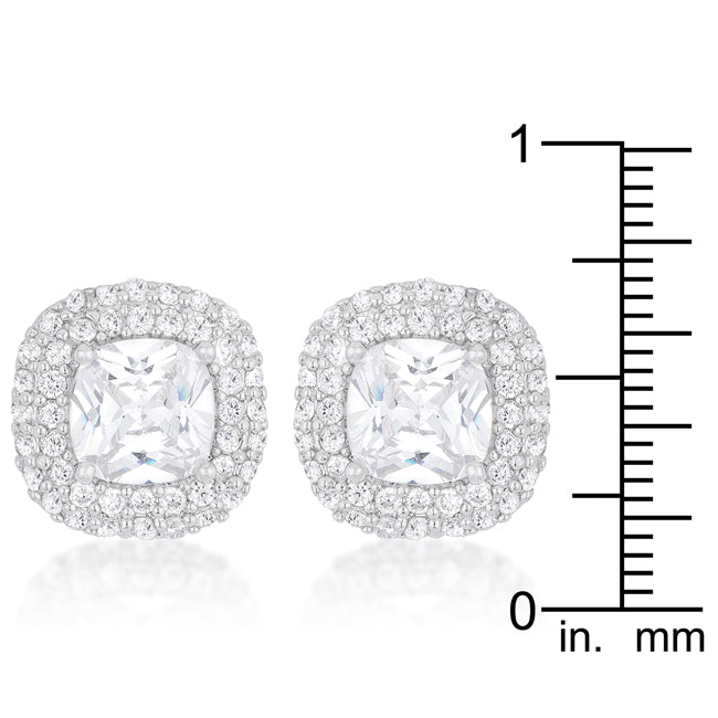 LOVCIA Elegant Cushion-Cut Pave Stud Earrings