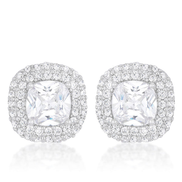 LOVCIA Elegant Cushion-Cut Pave Stud Earrings