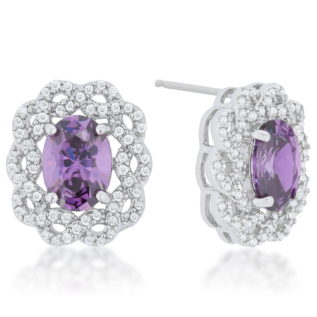 LOVCIA Elegant Amethyst Oval Cut Stud Earrings