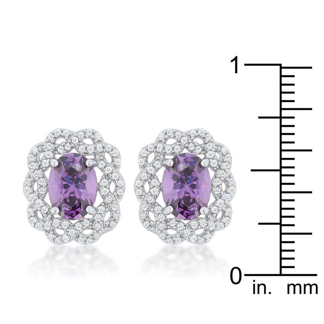 LOVCIA Elegant Amethyst Oval Cut Stud Earrings