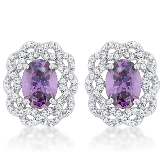 LOVCIA Elegant Amethyst Oval Cut Stud Earrings