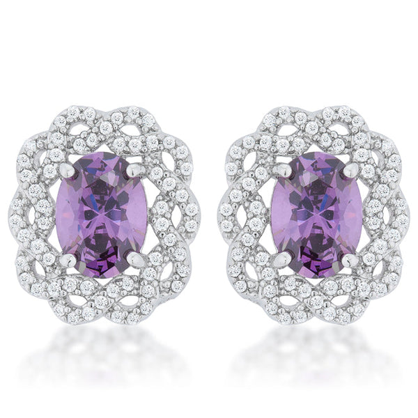 LOVCIA Elegant Amethyst Oval Cut Stud Earrings