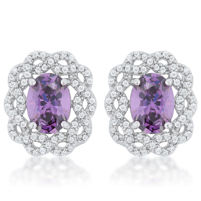 LOVCIA Elegant Amethyst Oval Cut Stud Earrings