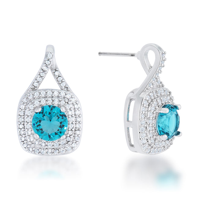 LOVCIA Elegant 2.3ct Aqua CZ Rhodium Vintage Drop Earrings