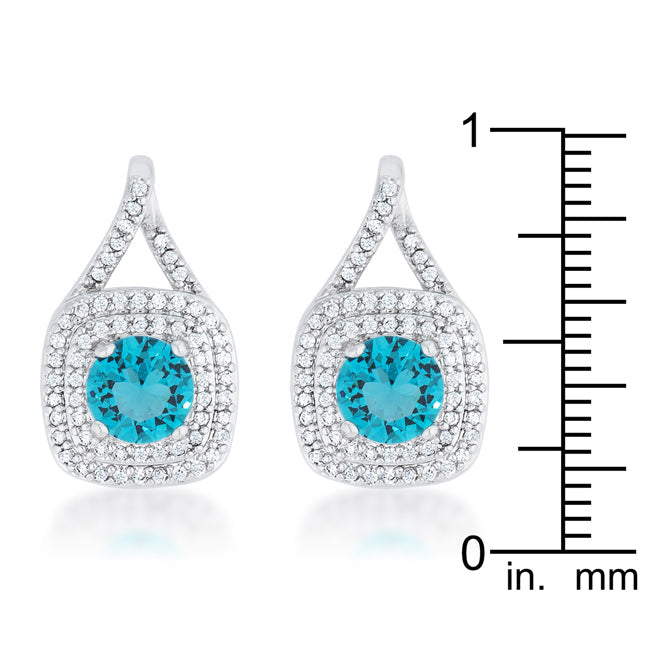 LOVCIA Elegant 2.3ct Aqua CZ Rhodium Vintage Drop Earrings