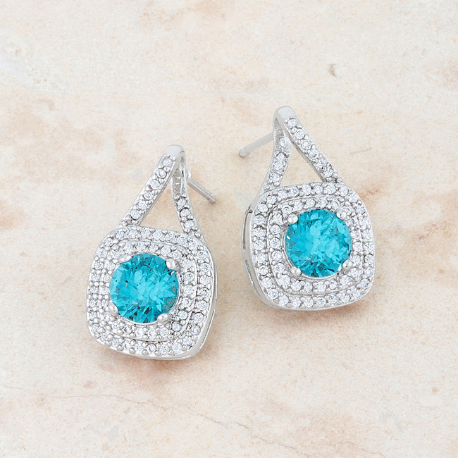 LOVCIA Elegant 2.3ct Aqua CZ Rhodium Vintage Drop Earrings