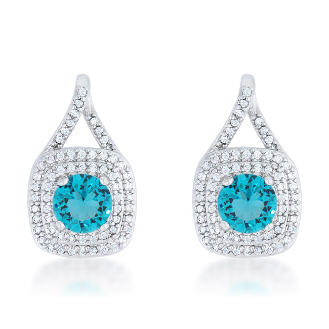 LOVCIA Elegant 2.3ct Aqua CZ Rhodium Vintage Drop Earrings