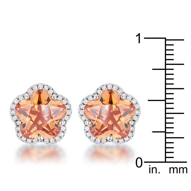 LOVCIA Champagne Sparkle Floral CZ Stud Earrings