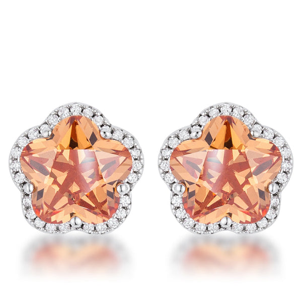 LOVCIA Champagne Sparkle Floral CZ Stud Earrings