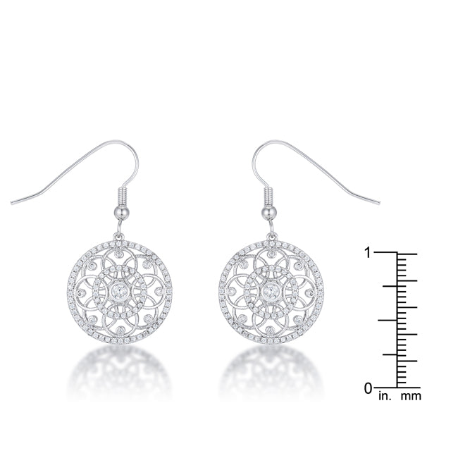 LOVCIA Interlocking Circle Earrings with .95 Ct Round CZ and Rhodium Finish