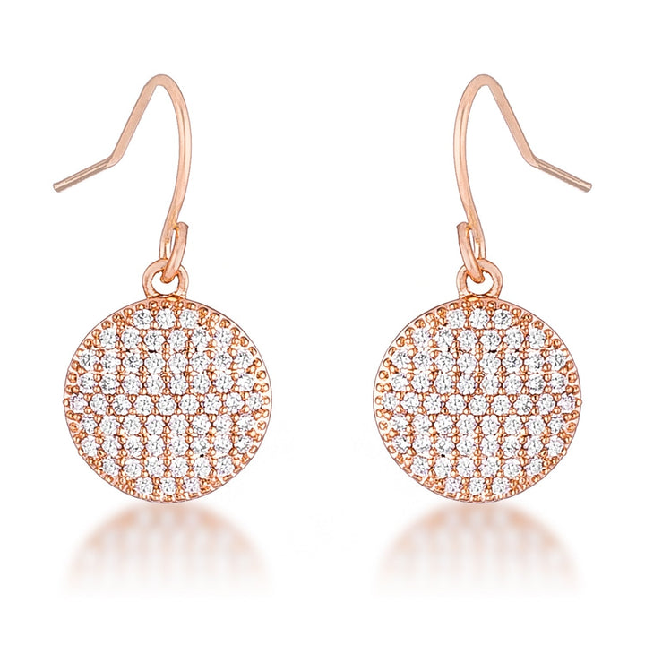 LOVCIA Elegant Rose Gold Plated Pave CZ Disc Earrings (.6 Ct)