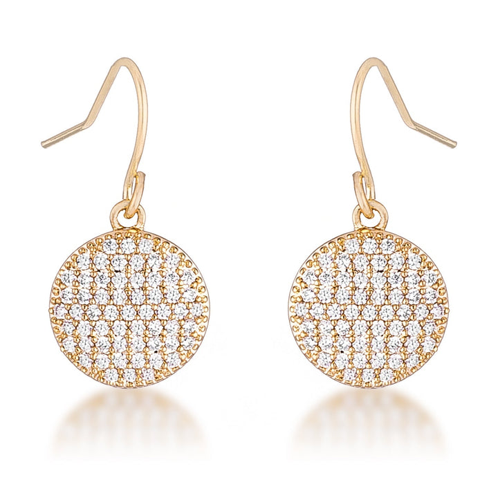 LOVCIA Elegant Gold-Plated Disc Earrings with Sparkling CZ Stones - .6 Ct