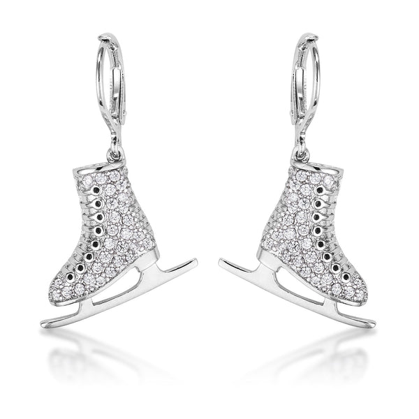 LOVCIA Elegant .85Ct Rhodium-Plated Ice Skate Earrings