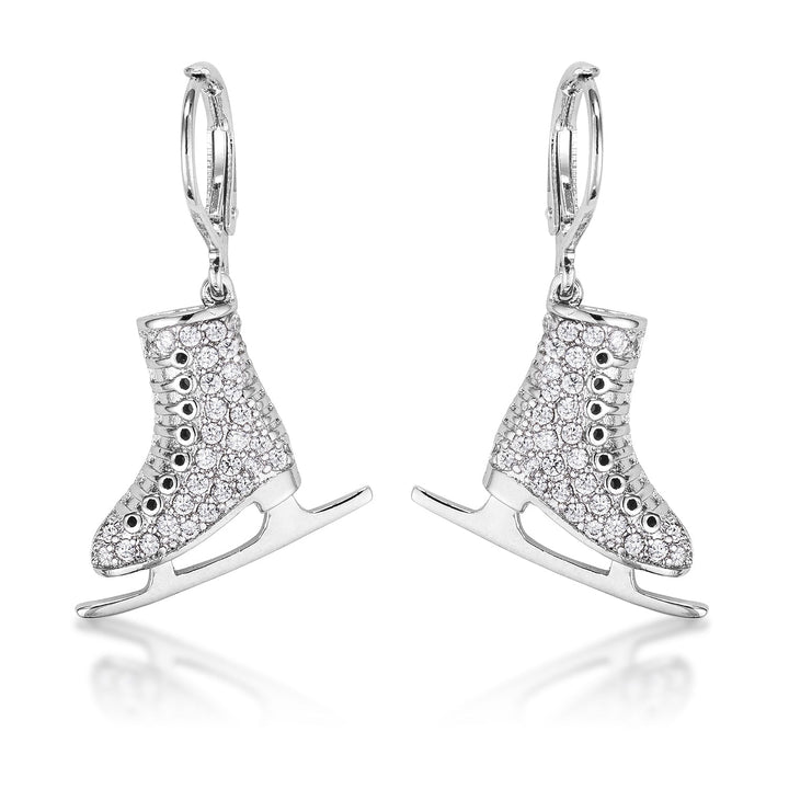 LOVCIA Elegant .85Ct Rhodium-Plated Ice Skate Earrings