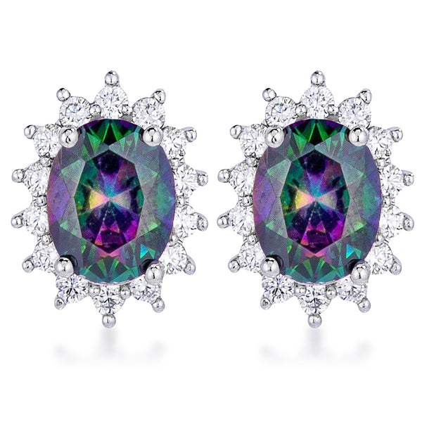 LOVCIA Mystic Petite Royal Oval Earrings with Rhodium Plating