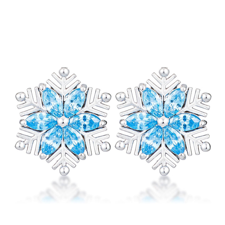 LOVCIA Winter Wonderland Aqua Blue Marquise Snowflake Earrings