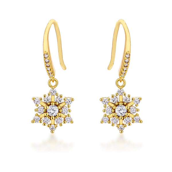 LOVCIA Elegant 18k Gold Plated Snowflake Dangle Earrings