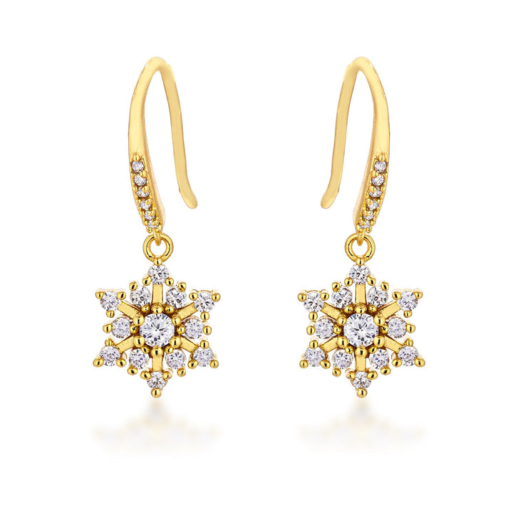 LOVCIA Elegant 18k Gold Plated Snowflake Dangle Earrings