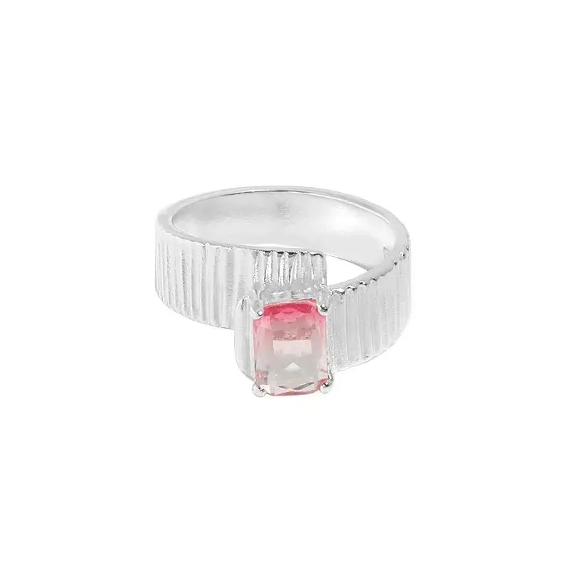Lovcia Fashion Fading Emerald Gear 925 Sterling Silver Adjustable Ring-Rings-Pink Fading Cz-Pink Fading Cz