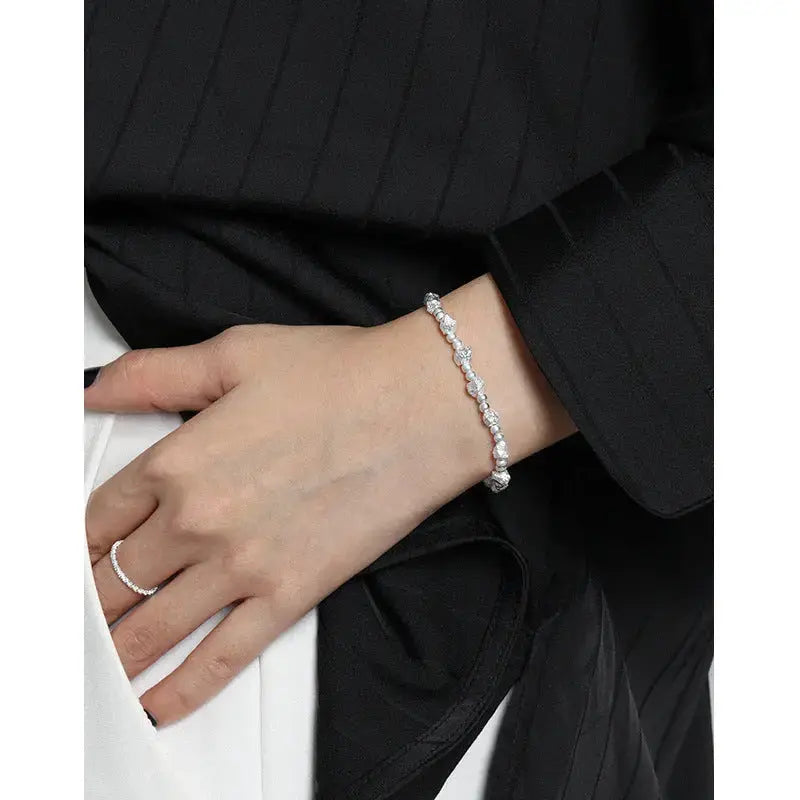 Lovcia Fashion Geometry Broken Stones Beads 925 Sterling Silver Bracelet-Bracelets-No Plating-No Plating