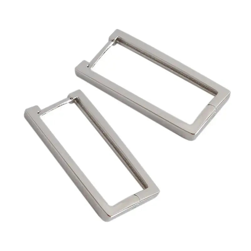 Lovcia Fashion Geometry Hollow Rectangle 925 Sterling Silver Hoop Earrings-Earrings-Rhodium-Rhodium