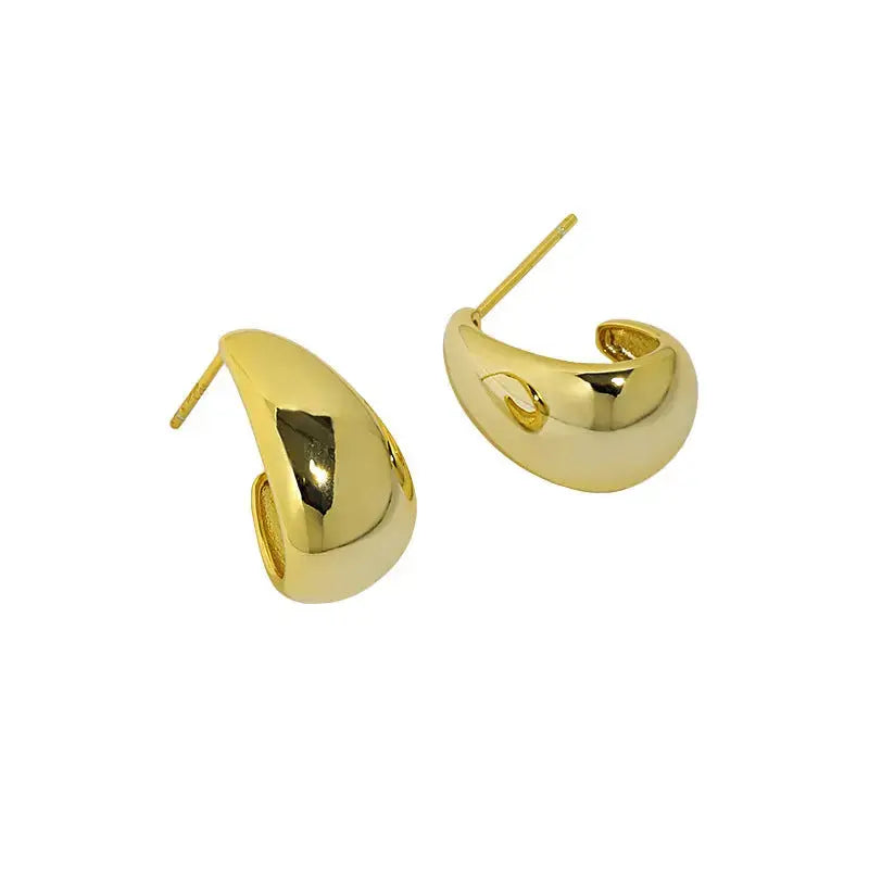 Lovcia Fashion Geometry Oval C Shape 925 Sterling Silver Hoop Earrings-Earrings-Rhodium-Rhodium
