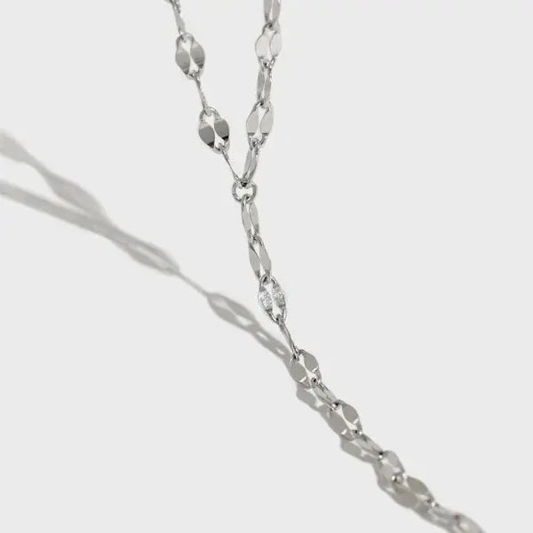 Lovcia Fashion Hollow Chain Y Shape 925 Sterling Silver Necklace-Necklaces-Rhodium-Rhodium
