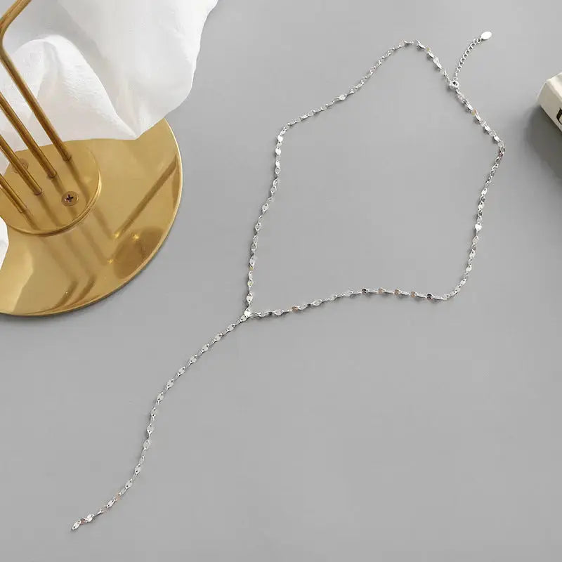 LOVCIA Fashion Hollow Chain Y Shape 925 Sterling Silver Necklace