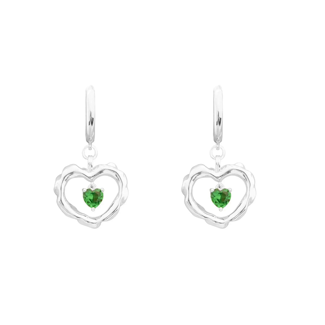 Lovcia Fashion Hollow CZ Double Heart 925 Sterling Silver Dangling Earrings-Earrings-White Cz & Silver-White Cz & Silver