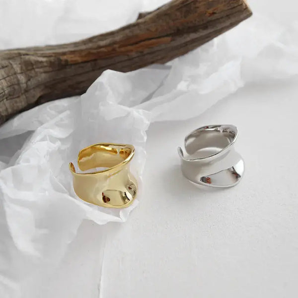 Lovcia Fashion Irregular Concave 925 Sterling Silver Adjustable Ring-Rings-Silver-Silver