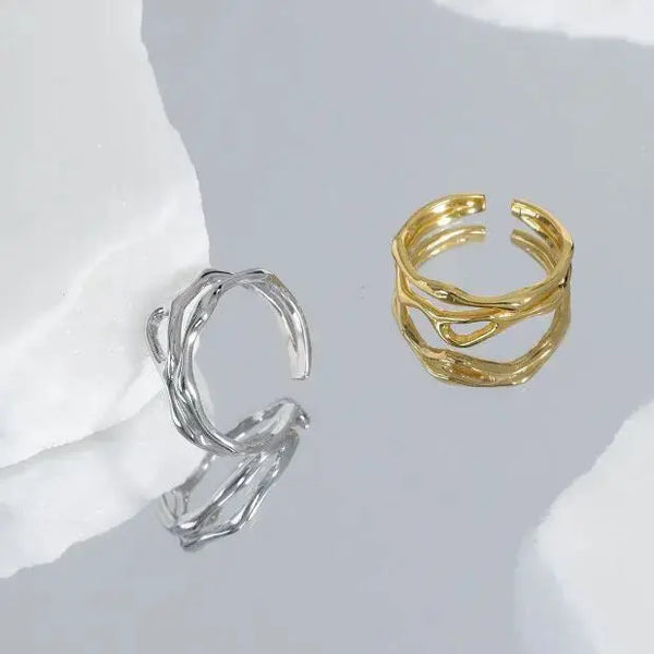 Lovcia Fashion Irregular Hollow 925 Sterling Silver Adjustable Ring-Rings-Silver-Silver